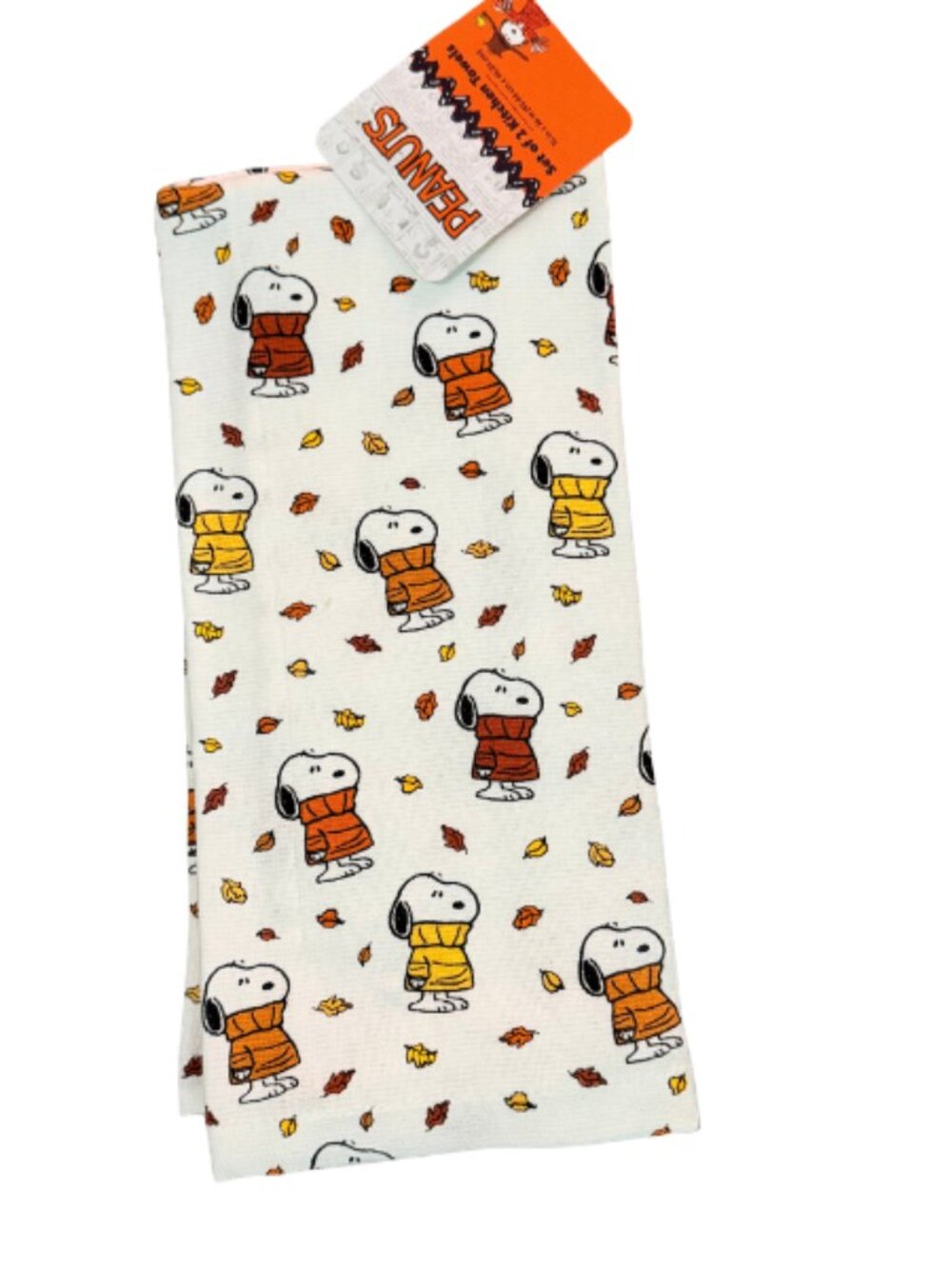 PEANUTS Snoopy Fall Kitchen Towels Set of 2 Autumn Leaves 16x26 NEW